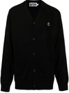 A BATHING APE APE PATCH KNITTED CARDIGAN