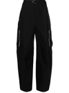 Bottega Veneta Belted Wool-blend Wide-leg Cargo Pants In Black