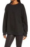 Zella Cara Side Zip Crewneck Sweatshirt In Black