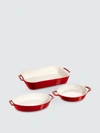 Staub 3-piece Ceramic Mixed Baking Dish Set In Cherry