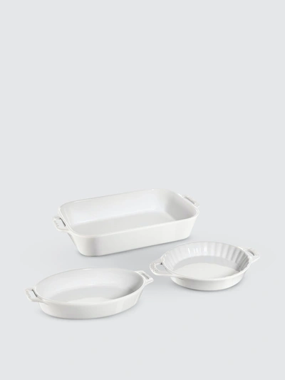 Staub 3-pc Mixed Baking Dish Set In White