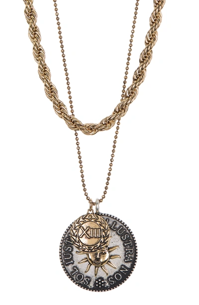 Abound Rope Chain Double Coin Pendant Necklace In Gold- Silver- Sun