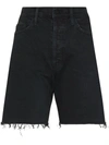 Mother Frayed Edge Shorts In 黑色