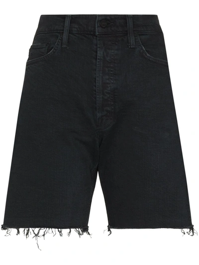 Mother Frayed Edge Shorts In 黑色