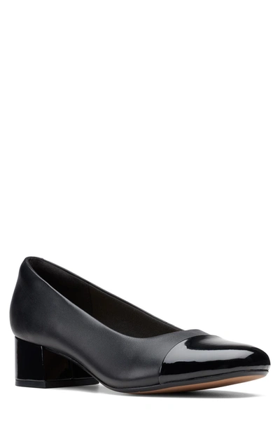 Clarks Marilyn Sara Womens Leather Round Toe Block Heels In Black Leather