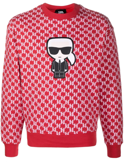 Karl Lagerfeld Karl-patch Monogram Sweatshirt In Red