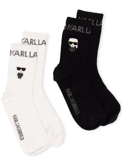 Karl Lagerfeld K/lounge Ikonik Socks Set In 999 Black & White