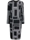 Joseph Darian Printed Crepe Midi Dress In 黑色