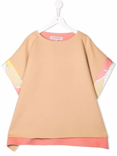 Emilio Pucci Junior Kids' Print Wool Cape In 中性色