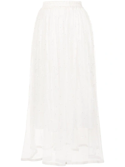 Lorena Antoniazzi Flared Tulle Layered Midi Skirt In 白色
