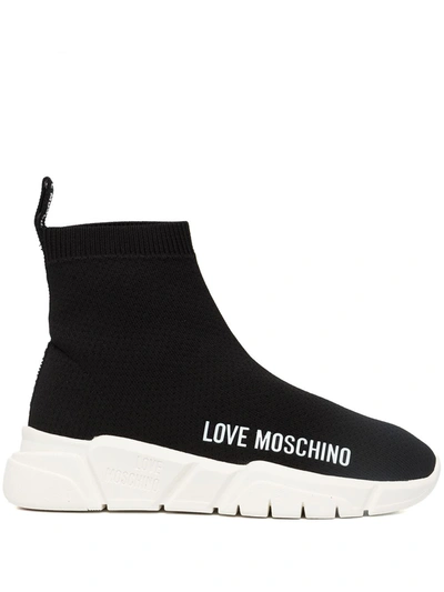 Love Moschino Knitted Sock-sneakers In 黑色