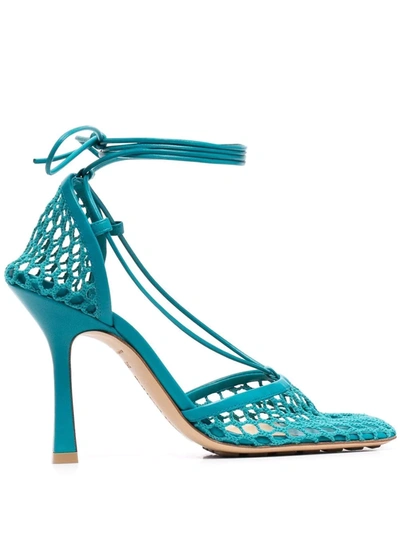 Bottega Veneta Mesh And Nappa Leather Stretch Sandal Blaster In Blue