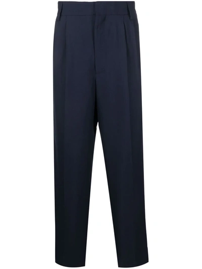 Fear Of God Double Pleated Tapered Trousers In Navy