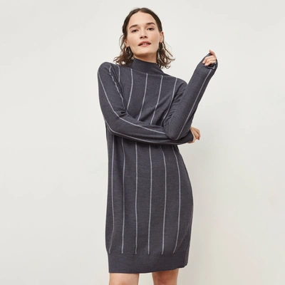 M.m.lafleur The Effy Dress - Braided Stripe In Charcoal / Ivory