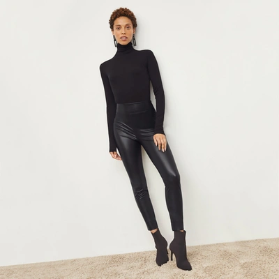 M.m.lafleur The Harrington Legging - Vegan Stretch Leather In Black