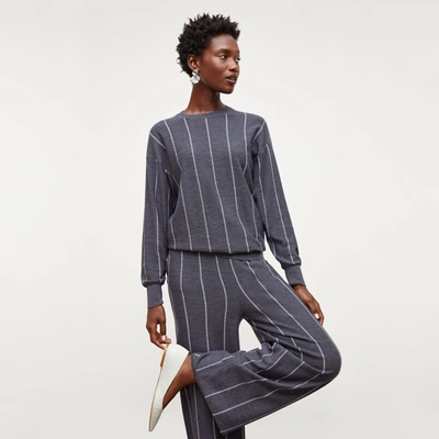M.m.lafleur The Ingola Sweater - Braided Stripe In Charcoal / Ivory