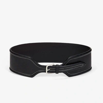 M.m.lafleur The Wide Stitched Belt In Black