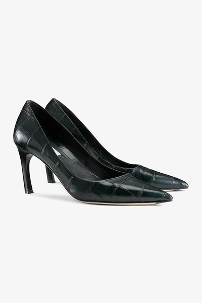 M.m.lafleur The Ginger Pump - Embossed Croc Dark Green