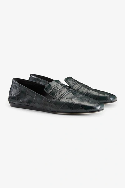 M.m.lafleur The Grace Loafer - Embossed Croc In Green Croc