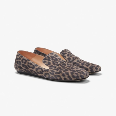 M.m.lafleur The Grace Loafer - Leopard Suede In Taupe / Black