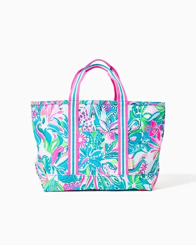 Lilly Pulitzer Mercato Tote In Turquoise Oasis Golden Hour