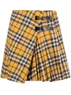 Maje Kilt Style Pleated Check Mini Skirt In Yellow
