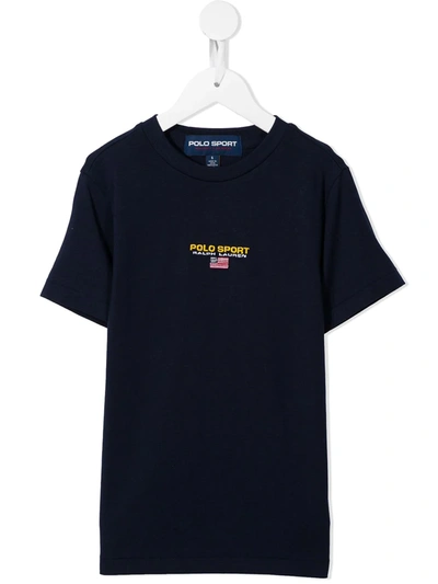 Ralph Lauren Kids' Logo-embroidered Short-sleeve T-shirt In Blue
