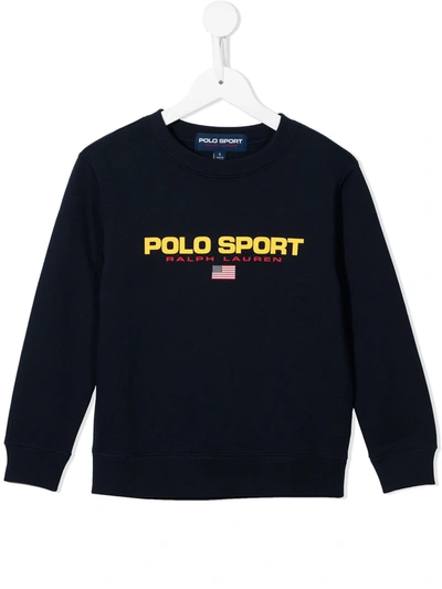 Ralph Lauren Kids' Logo印花圆领卫衣 In Blue