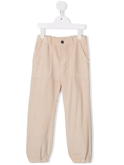 Zhoe & Tobiah Kids' Straight-leg Corduroy Trousers In Neutrals