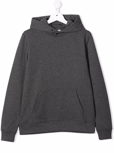 Paolo Pecora Teen Pouch-pocket Cotton Hoodie In Grey