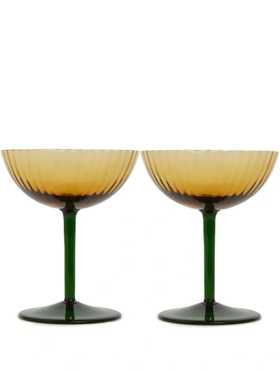 La Doublej Champagne Coupe Glasses (set Of Two) In Yellow