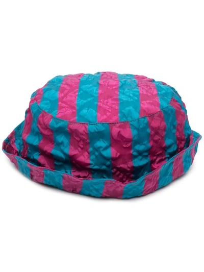 Sunnei Striped Bucket Hat In Blue
