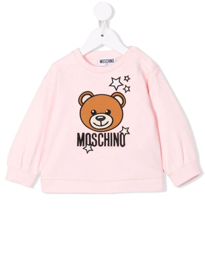 Moschino Babies' Logo印花卫衣 In Pink
