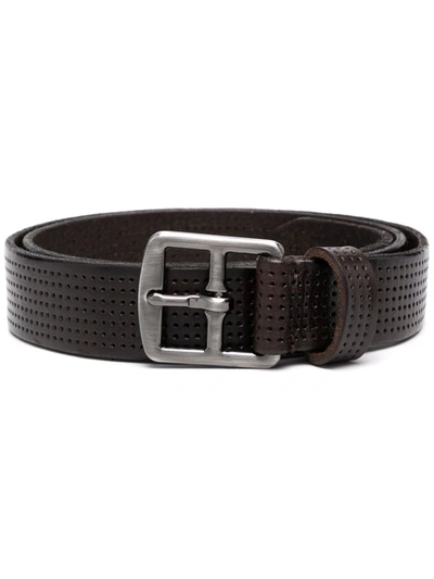 Anderson's Laser-cut Leather Buckle Belt In Black