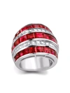 Pragnell Platinum Large Manhattan Diamond And Ruby Ring In Silver