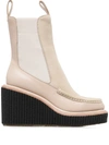 Rag & Bone Sloane Suede-paneled Leather Wedge Ankle Boots In White