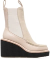 Rag & Bone Sloane Suede-paneled Leather Wedge Ankle Boots In Neutrals