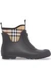 BURBERRY CHECK-PANEL RAIN BOOTS