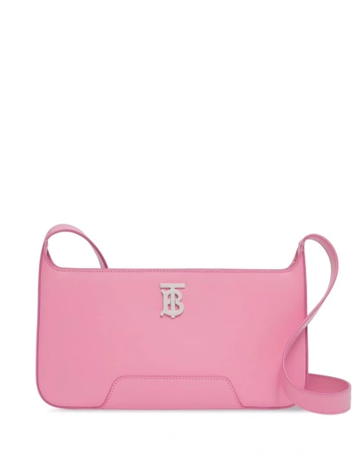 Burberry Tb Leather Shoulder Bag In Pink