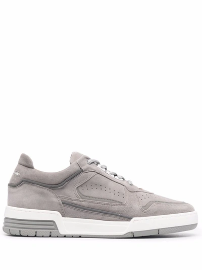 Leandro Lopes Perforated Leather Trainers In Grey