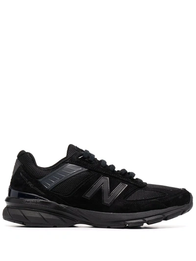New Balance Logo-patch Panelled Suede Sneakers In Black