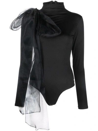 Atu Body Couture Bow-embellished High-neck Top In Black
