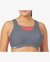 Glamorise Women's Plus Size Sport Elite Performance Camisole Bra 1067 In Gray/coral