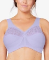 Glamorise Women's Full Figure Plus Size Magiclift Cotton Wirefree Support Bra 1001 In Lilac