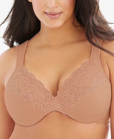 Glamorise Women's Full Figure Plus Size Wonderwire Back Close Bra In Cappuccino