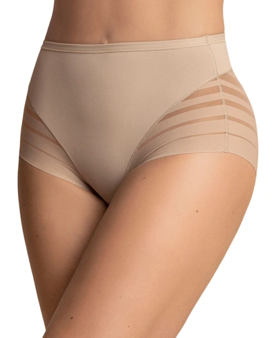 Leonisa Women's Lace Stripe Undetectable Classic Shaper Panty In Light Beige (nude )
