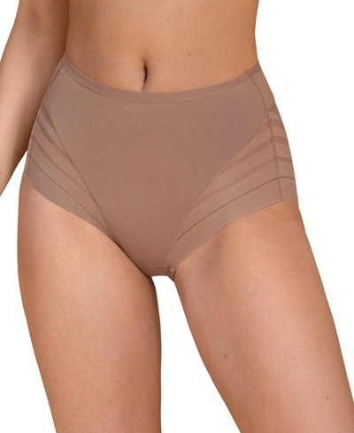 Leonisa Women's Lace Stripe Undetectable Classic Shaper Panty In Brown (nude )