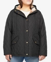 Barbour Plus Millfire Hooded Quilted Coat In Black