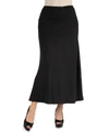 24seven Comfort Apparel Womens Elastic Waist Solid Color Maternity Maxi Skirt In Black
