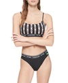 Calvin Klein Womens One Logo Stripe Black Ck One Logo-print Cotton-blend Bralette M In One Logo Stripeblack
